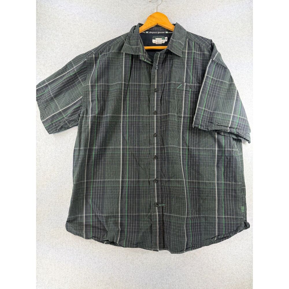 Ecko Unltd 3XB Big & Tall Black Green Plaid Short Sleeve Shirt 3538